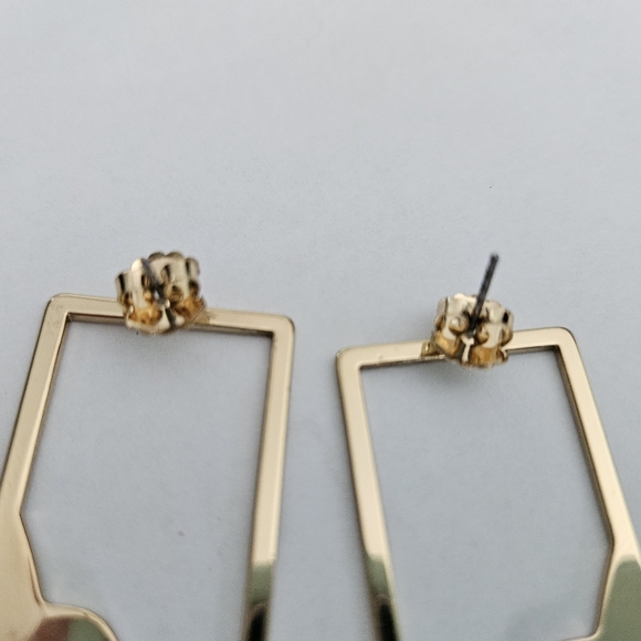 NEW Anthropologie Gold Geometric Earrings Minimalist Contemporary Metallic - Picture 5 of 6